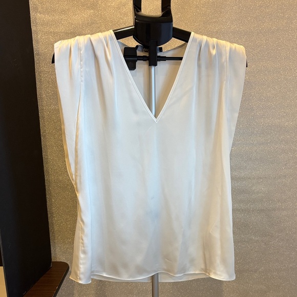 White House Black Market Ivory V-Neck Blouse - Picture 1 of 5